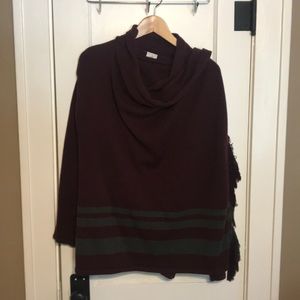 Cabi wrap poncho sweater Maroon and Grey